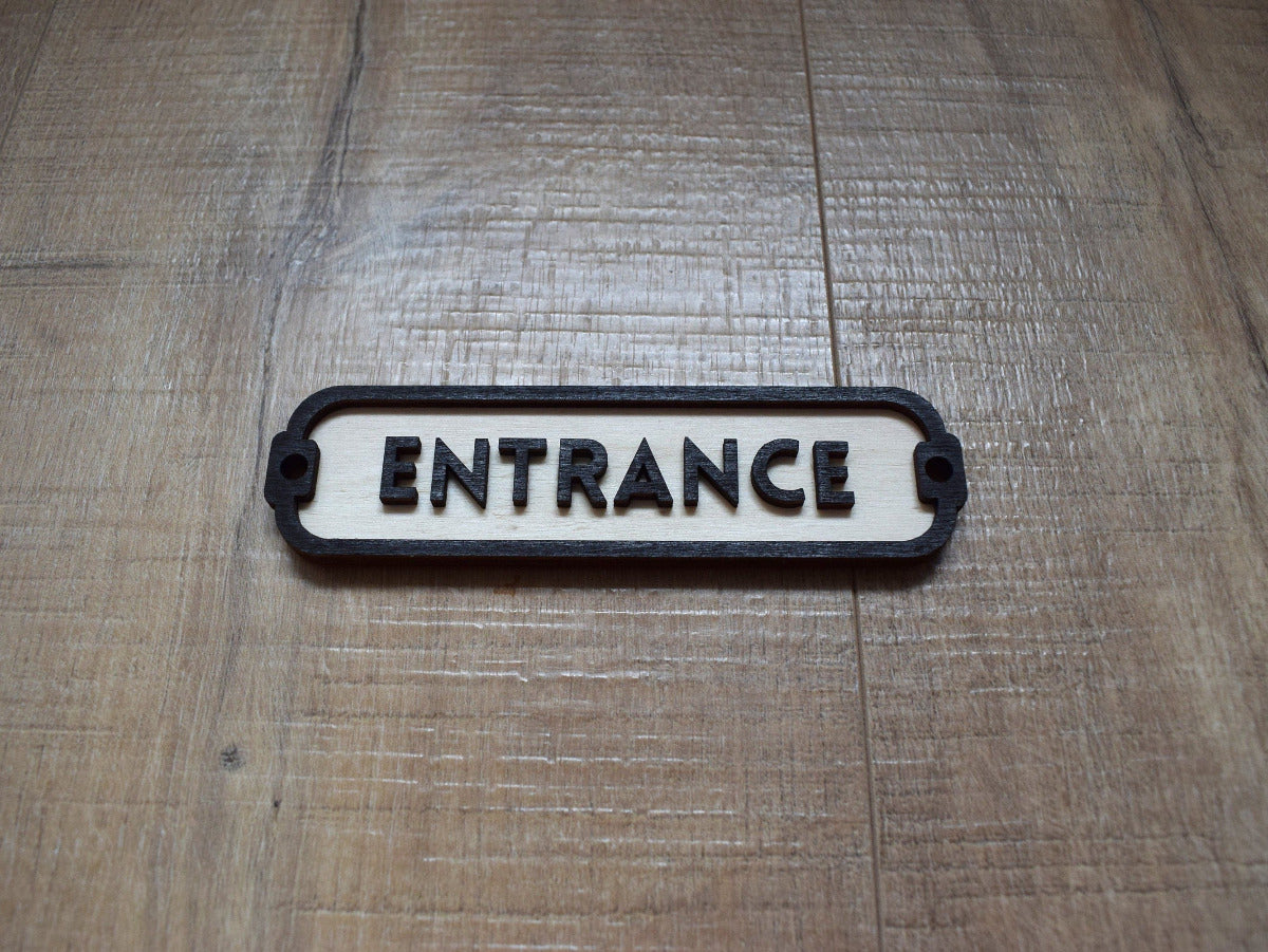 Entrance Sign, Door Sign, Door Plaque, Vintage Style, Railway Style, Retro Style, Wood Gift, Wood Decor