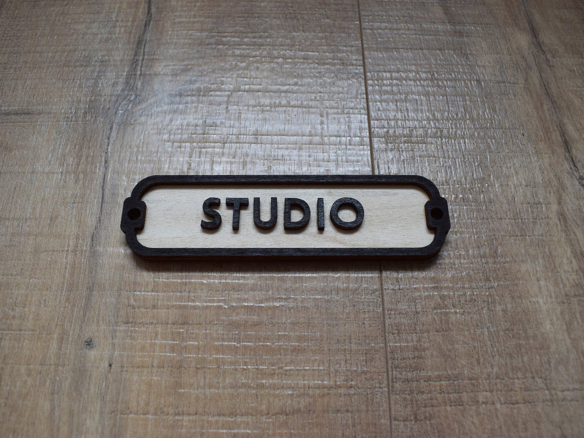 Studio Sign,Door Sign, Door Plaque, Vintage Style, Railway Style, Retro Style, Wood Gift, Wood Decor