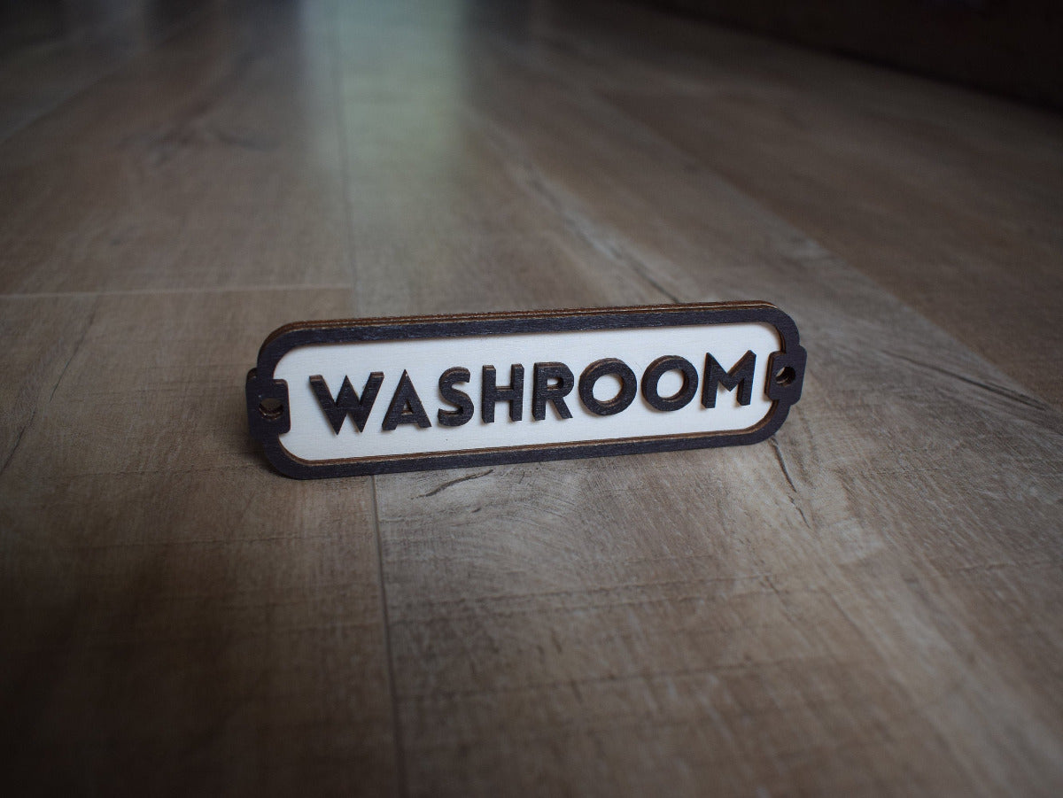 Washroom Sign, Door Sign, Door Plaque, Vintage Style, Railway Style, Retro Style, Wood Gift, Wood Decor