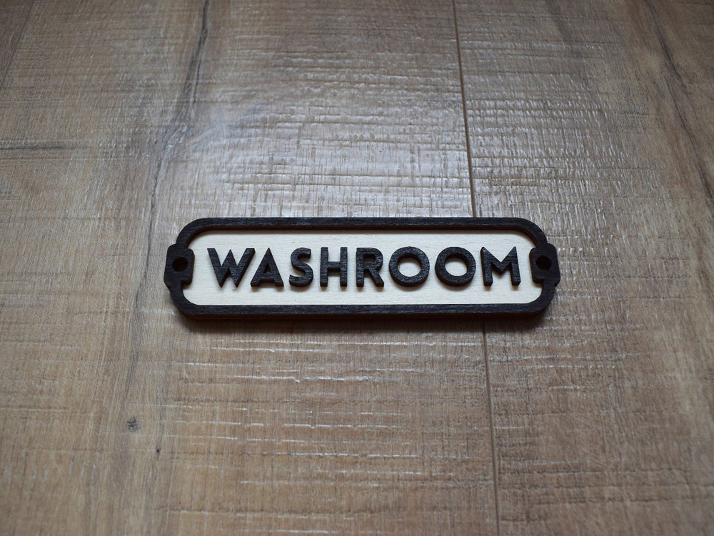 Washroom Sign, Door Sign, Door Plaque, Vintage Style, Railway Style, Retro Style, Wood Gift, Wood Decor