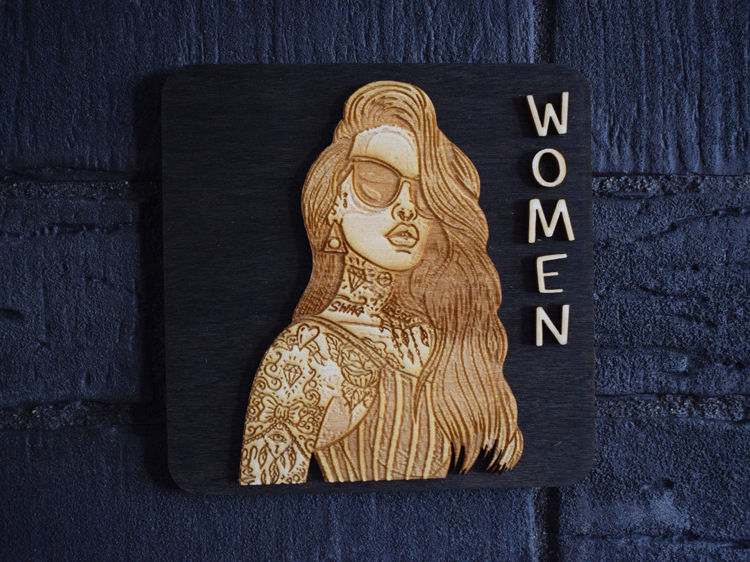 PopArt Women Toilet Door Sign, hipster door sign, WC Sign, Restroom Door Sign, Toilet Decor, Toilet Plate, Toilets Sign