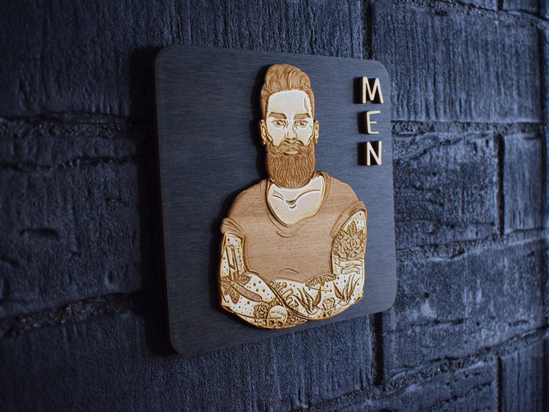 PopArt Men Toilet Door Sign, hipster door sign, WC Sign, Restroom Door Sign, Toilet Decor, Toilet Plate, Toilets Sign