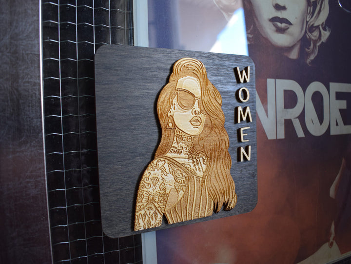 PopArt Women Toilet Door Sign, hipster door sign, WC Sign, Restroom Door Sign, Toilet Decor, Toilet Plate, Toilets Sign