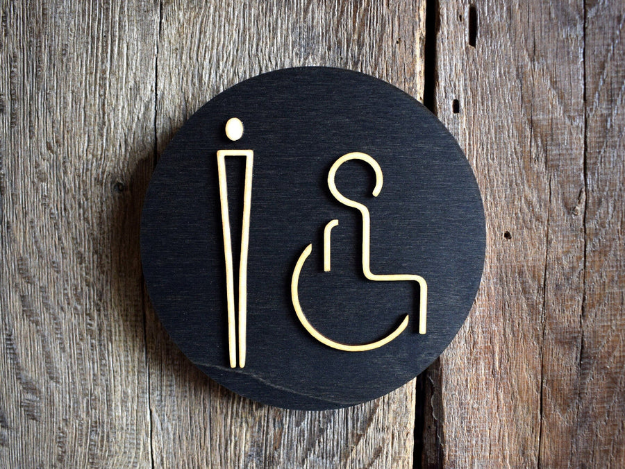 Men Disabled Toilet Door Sign, WC Sign, Restroom Door Sign, Toilet Plate, Toilet Plaque, Toilets Sign, Bathroom, Toilet, Cabin Sign