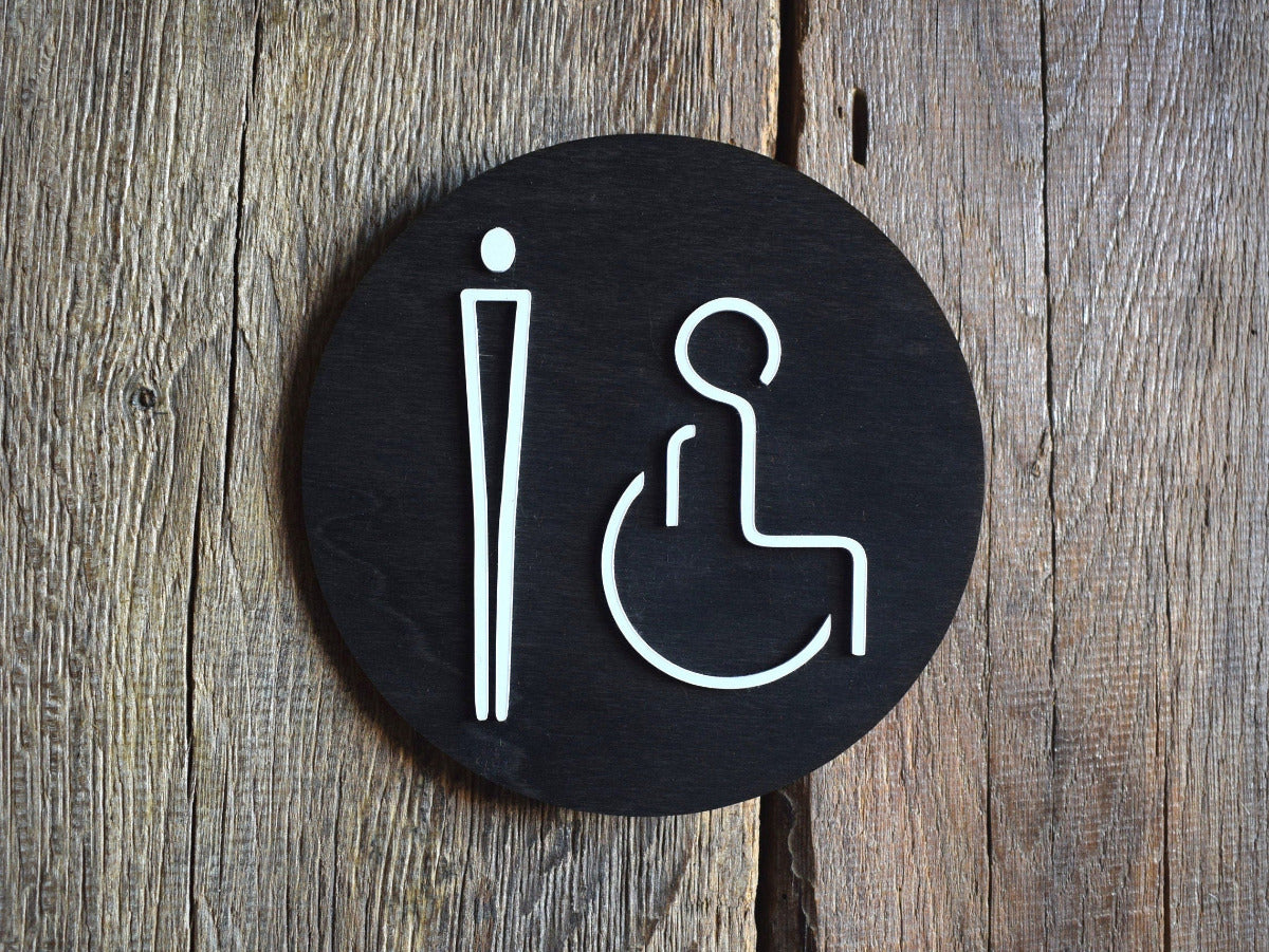 Men Disabled Toilet Door Sign, WC Sign, Restroom Door Sign, Toilet Plate, Toilet Plaque, Toilets Sign, Bathroom, Toilet, Cabin Sign
