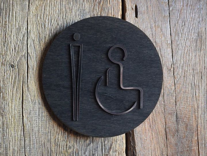 Men Disabled Toilet Door Sign, WC Sign, Restroom Door Sign, Toilet Plate, Toilet Plaque, Toilets Sign, Bathroom, Toilet, Cabin Sign